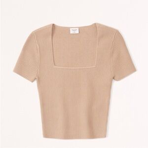 NWT Brown Abercrombie & Fitch Ottoman Squareneck Sweater Tee Size Small